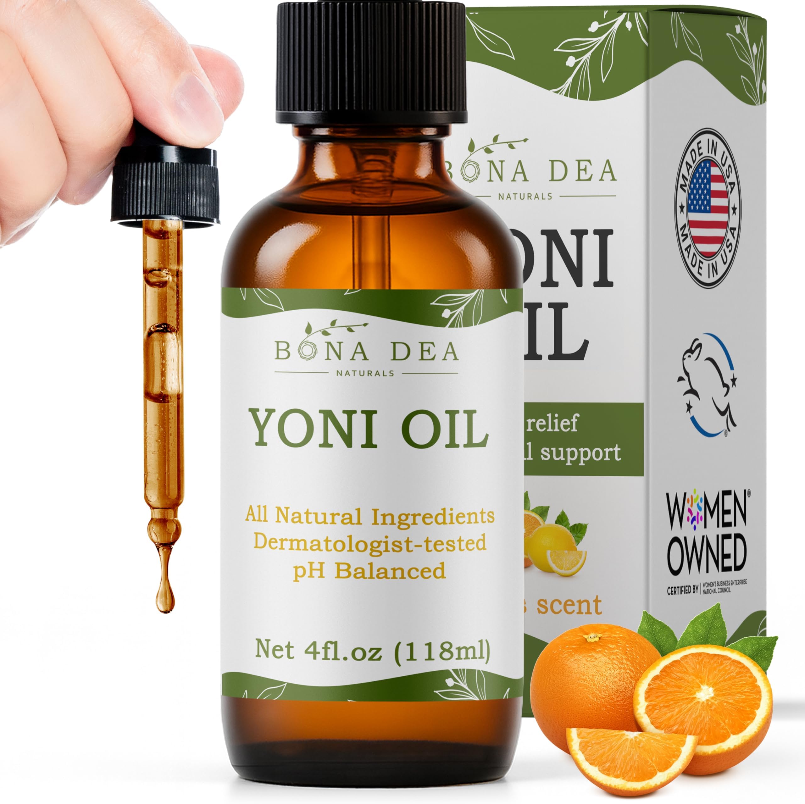 Feminine Spray for Women – All Natural Yoni Oil Deodorant & Moisturizer, Organic Essential Oils, Chemical-Free Perineal Massage Oil for Pregnancy, Sensitive Vaginal Care | 4 oz Refill Dropper Bottle