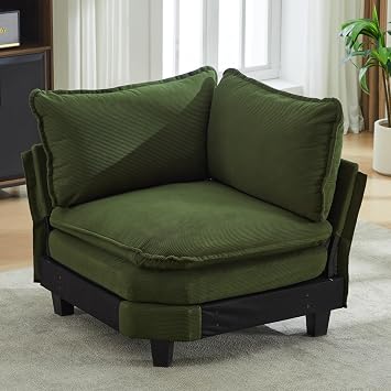 IPKIG Corner Seat Module for Modular Sectional Sofa, Corner Module for Customizable Sectional Sofa Couch Green, Corner Seat Module