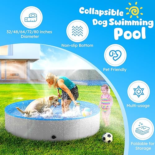 Miniatura 2 de Niubya Piscina portátil para perros, bañera plegable para mascotas, bañera plegable antideslizante para mascotas, piscina de baño de plástico duro
