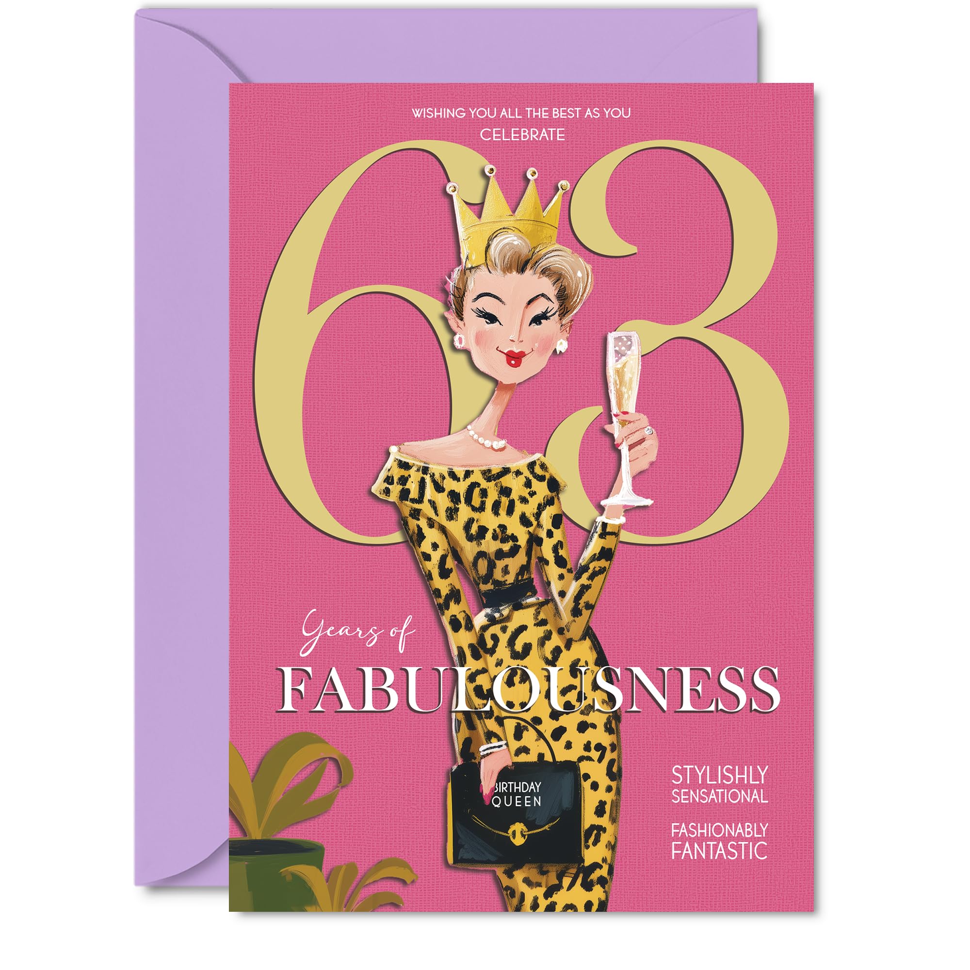 63rd Birthday Cards for Women - Years Of Fabulousness - Happy Birthday Card for 63 Year Old Woman Grandma Friend Auntie Nanny, 5x7 Inch Bday Greeting Cards