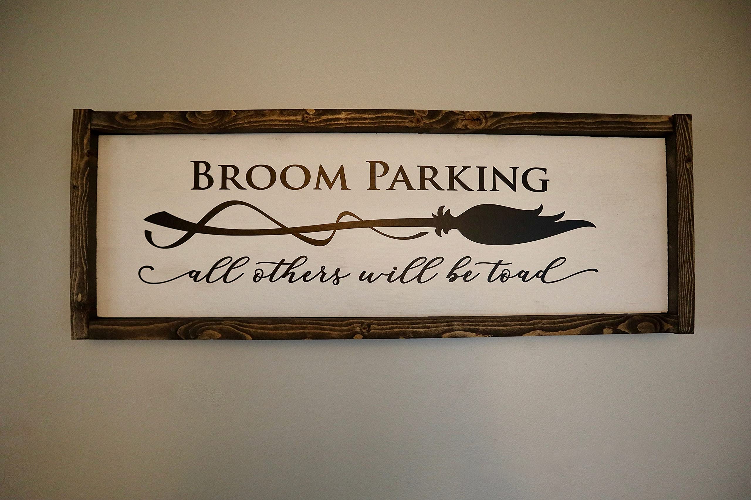 HOUVSSEN Halloween Sign| Wooden Farmhouse| Broom Parking Sign| Fall Sign Metal Tin Signs 8x12 Inch Tin Sign/Poster Metal