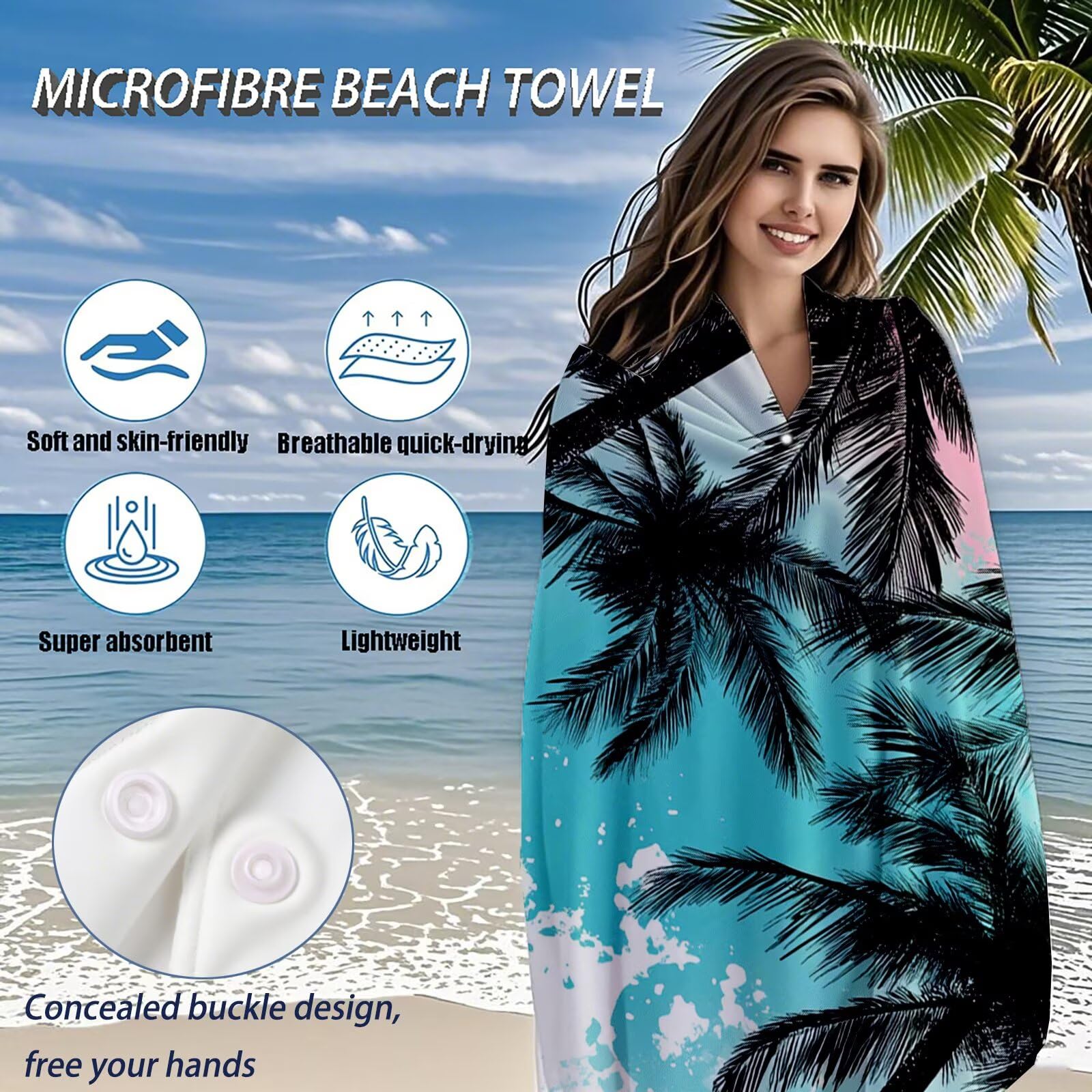 Telo Mare Microfibra, Telo Mare Grande 200x100 cm Set da 2, Antisabbia Asciugatura Rapida Assorbente Salvietta da Spiaggia Asciugamano per Palestra Piscina Viaggi Picnic, Regali Donna Estate Q-713