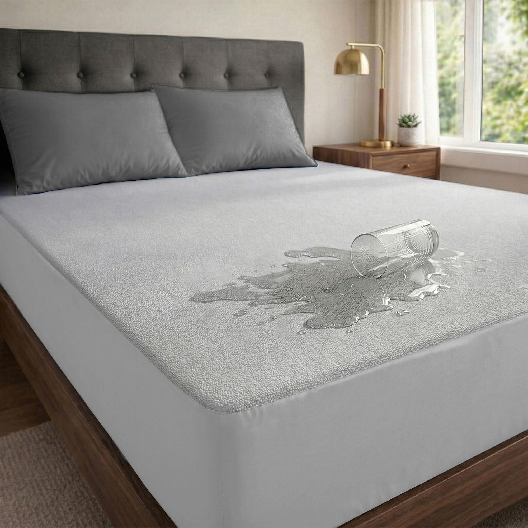 Premium 100% Waterproof Mattress Protector King Size, 72x72 Inches | Breathable and Hypoallergenic Ultra Soft Fitted Bed Protector Cover 72"x72" - King, Light Grey
