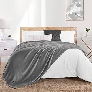 Walensee Fleece Blanket Plush Throw Fuzzy Lightweight (California King Size 108x102Grey) Super Soft Microfiber Cal King Size Flannel Blankets for Couch, Bed, Sofa Warm and Cozy for All Seasons