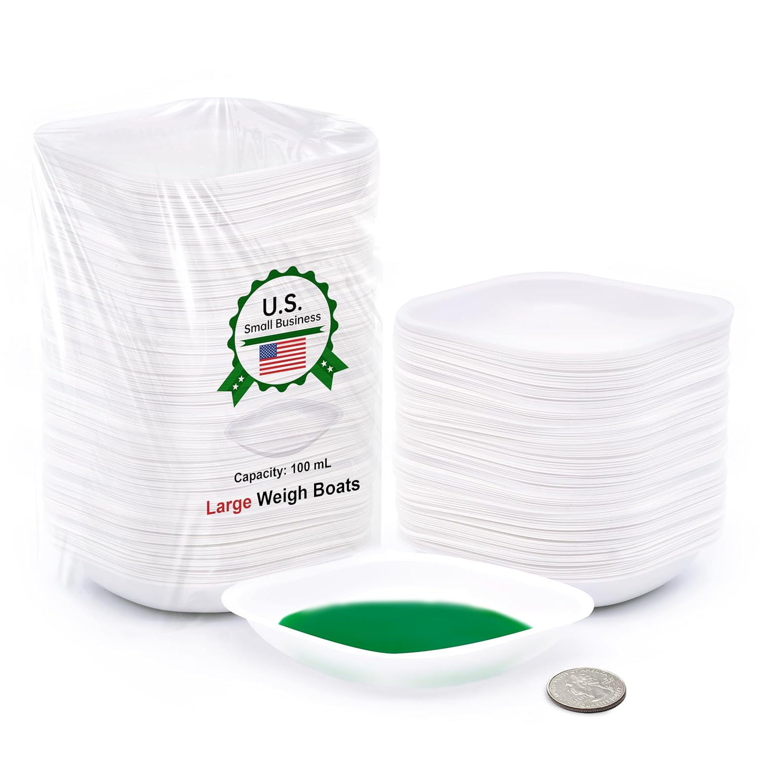 Weighing Dishes | 100 mL Capacity | 250 Pack | Disposable Plastic Scale Trays for Weighing and Measuring Powders and Liquids | Non-Stick Design for Accurate Results | Stable Lab Dishes (Y603)