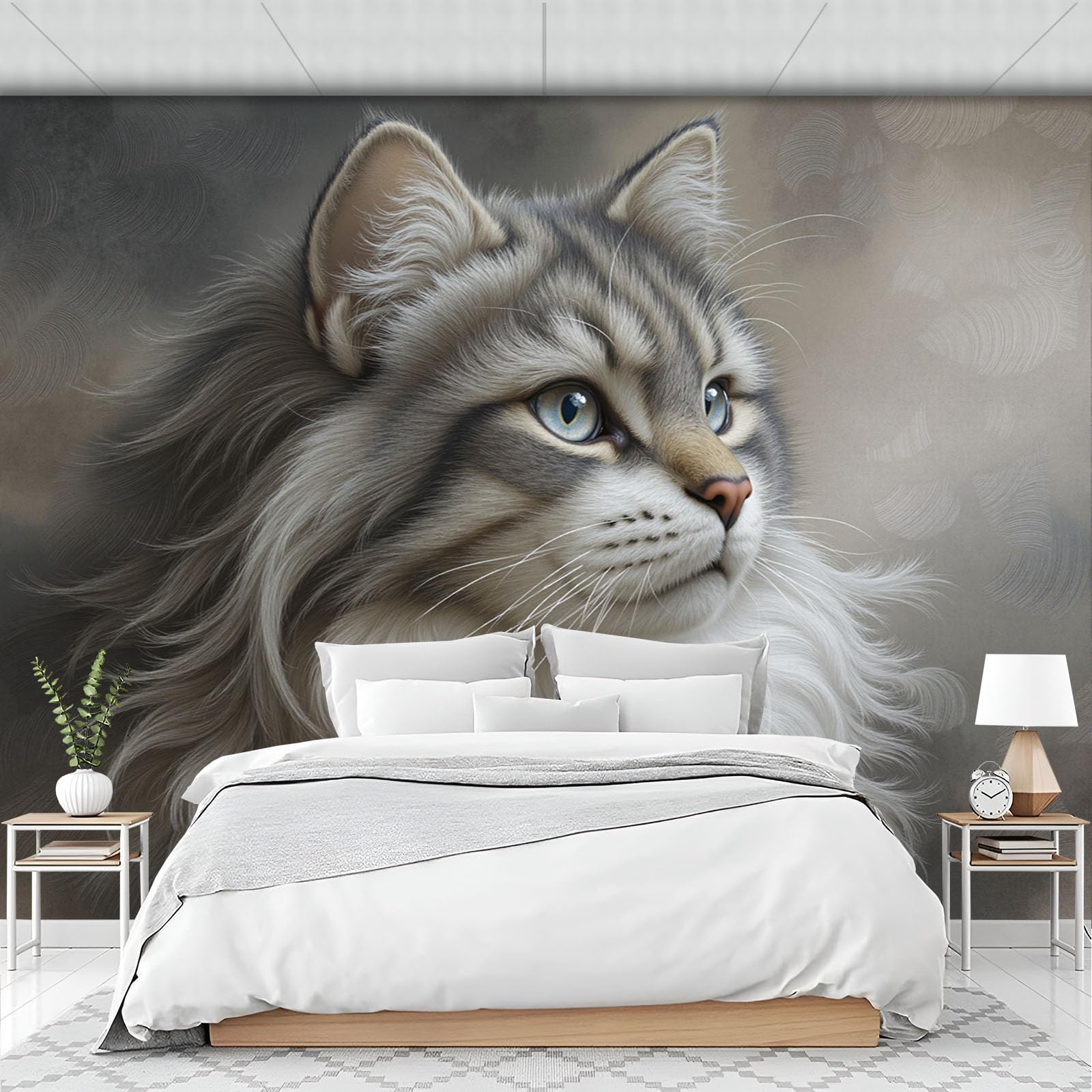 Poster mural chat Maine Coon géant pour créer un espace cocooning dans la chambre enfant