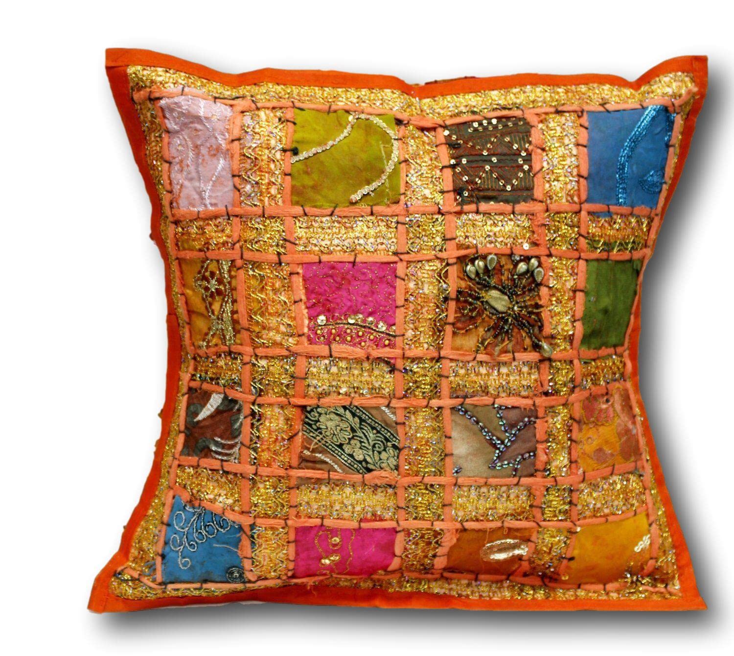 Stylo Culture Boho Forros Para Cojines Decorativos 40x40 Cm Brocado De Seda Mandala Fundas De Almohadones Sofa Dorado 16x16 Inch Jacquard Cuadrado Cremallera Fundas Cojines Dormitorio - 1 Pc