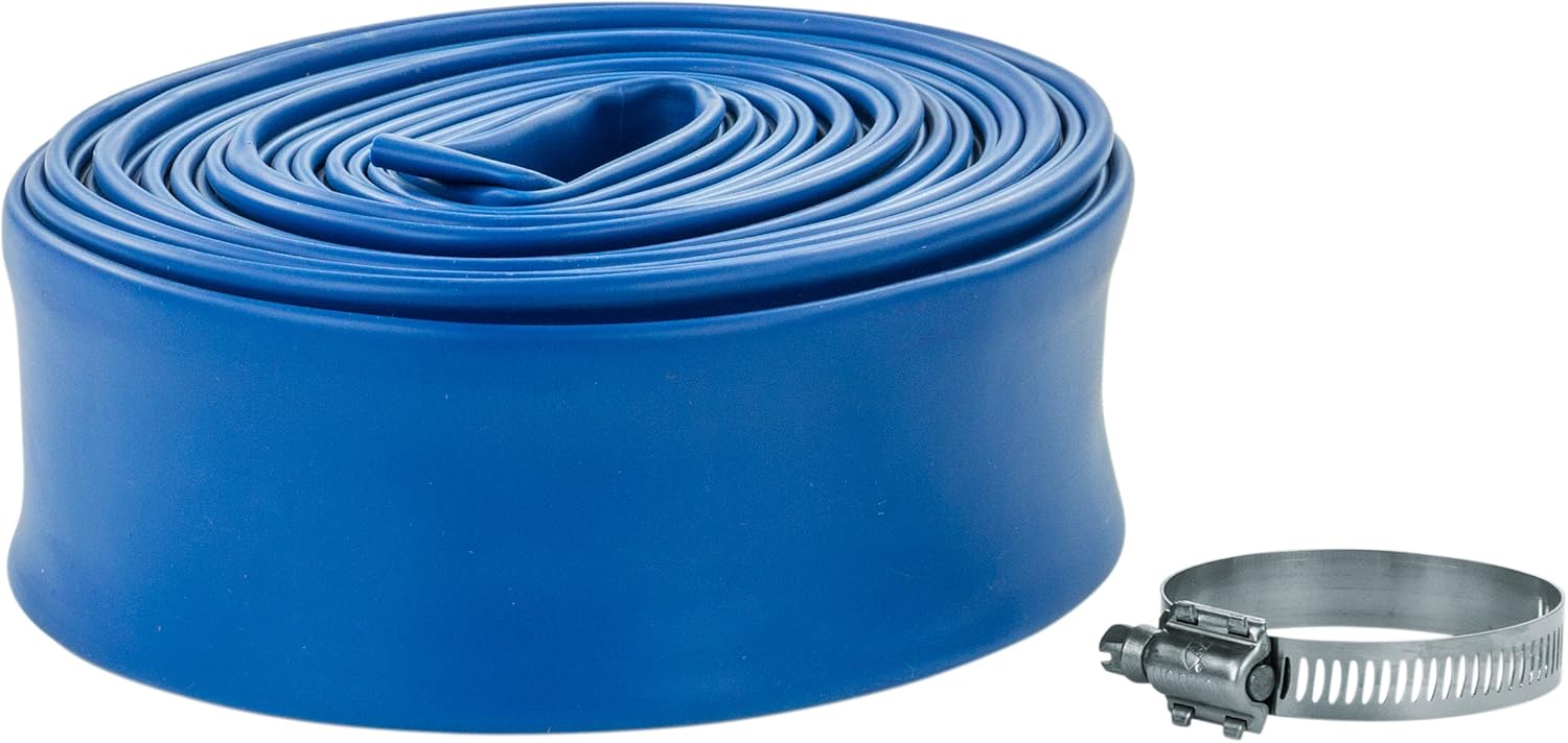 Swimming Pool Backwash Discharge Hose 11/2 in x 50 ft w/Band Clamp