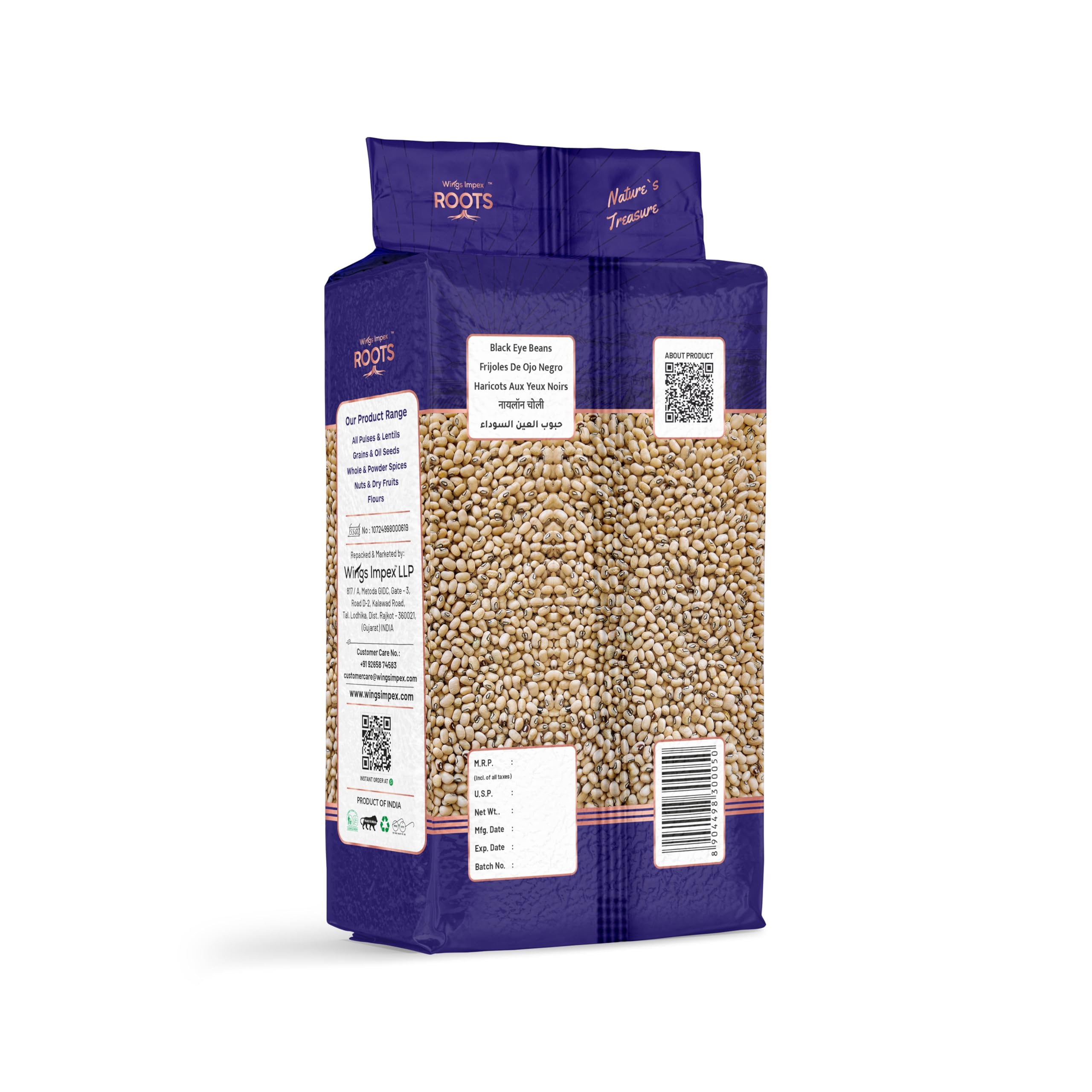Roots Nylon Choli Black Eye Beans 500 gm | Vaccum Packed | Rich in Protein & Fiber | Ideal for Indian & Global Recipes | - Image 4 thumbnail