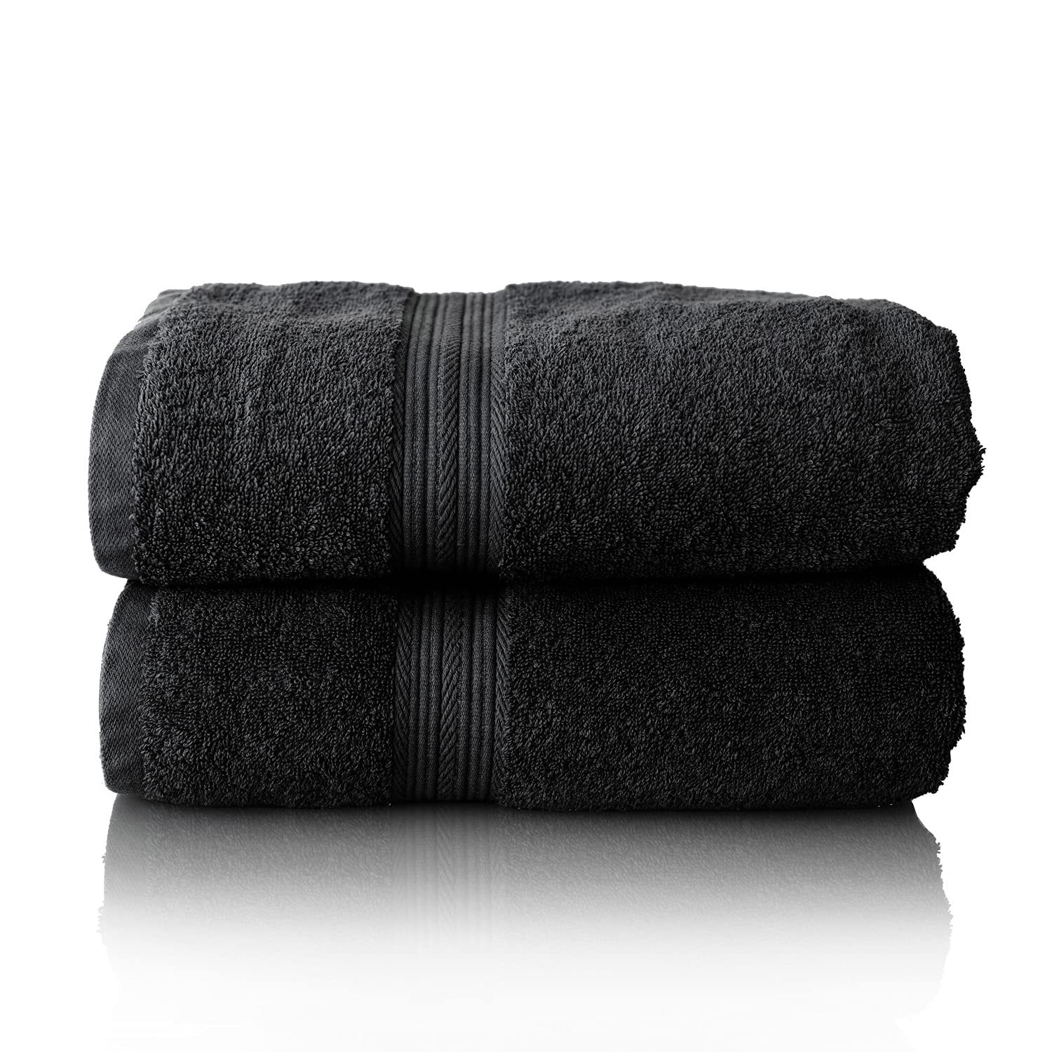 Glart Premium Set of Terry Hand Towels, Range of Terry Towels in 6 Colours and 5 Sizes, Colour: Black, 2X Sauna Towels 70 X 200 cm
