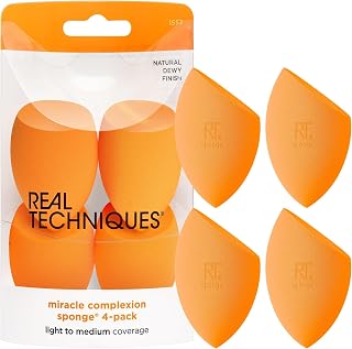 Real Techniques Miracle Complexion Sponge Set of 4 - Latex-Free Beauty Blender for Streak-Free Dewy Makeup Finish