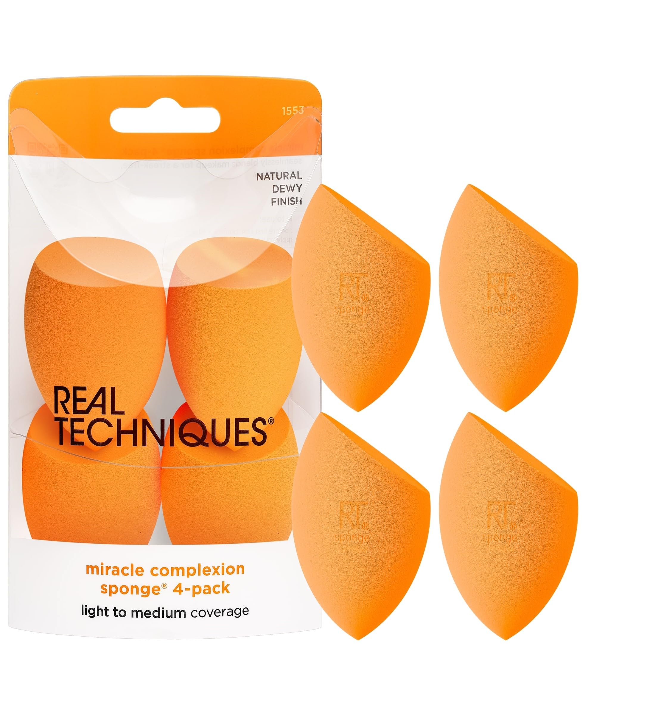 Real Techniques Miracle Complexion Makeup Sponge, 4-Pack Beauty Blender For Liquid & Cream Foundation, Streak-Free Coverage, Latex-Free, Vegan & Cruelty-FreeReal Techniques Miracle Complexion Makeup Spon…