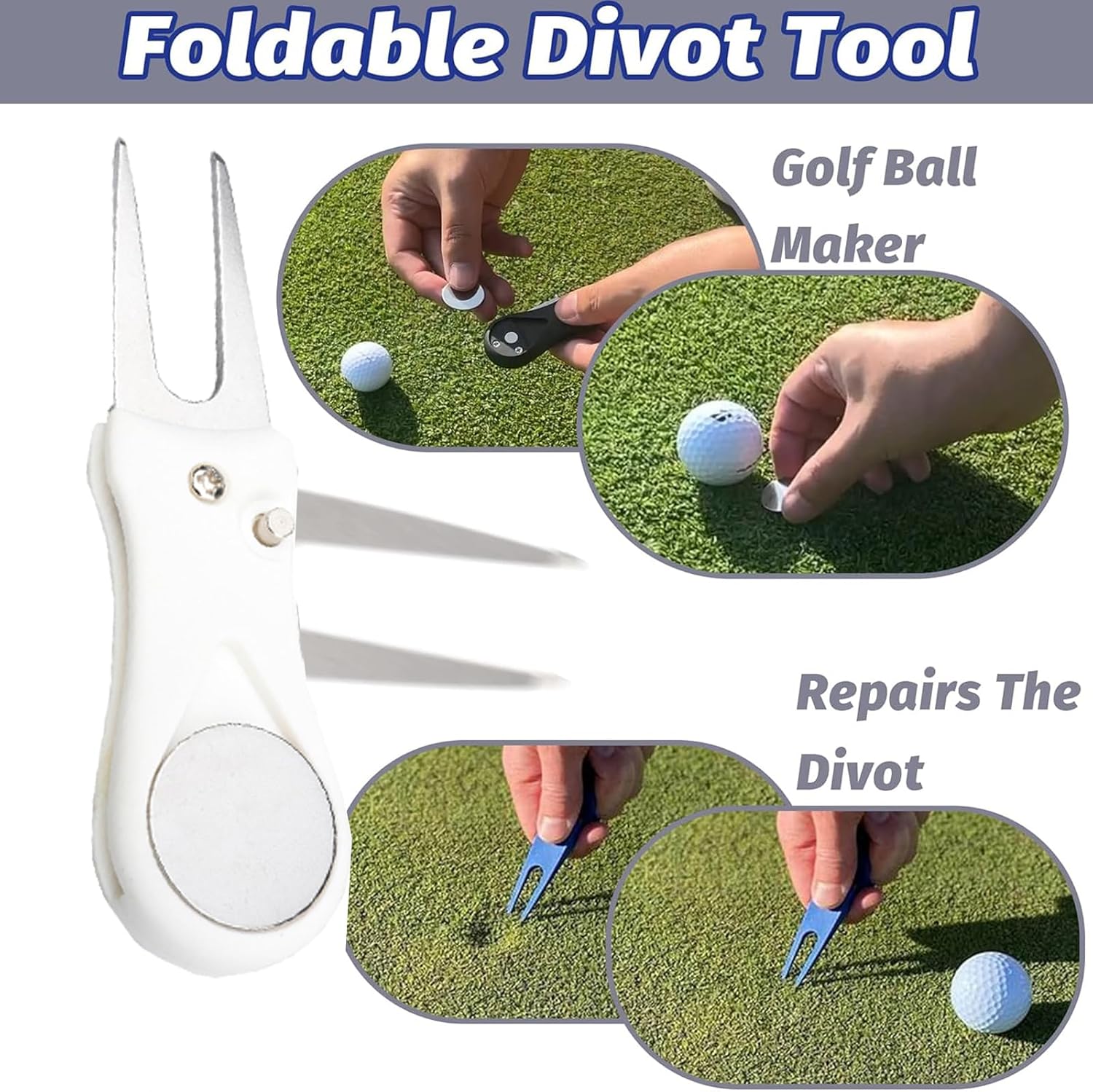 11 Pcs Golf Accessories Kit, Include Golf Ball Bag with Hook Tees Towel Cleaner Brush Ball Marker Divot Tool Score Counter - Image 3