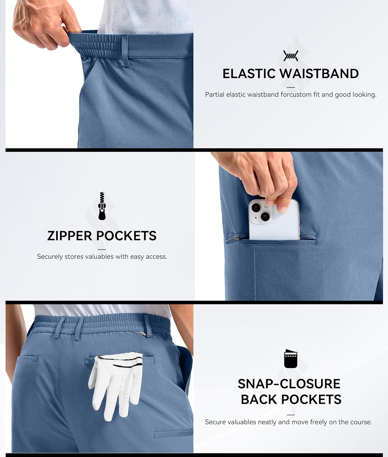 Soothfeel Men's Casual Shorts with 5 Pockets 7"/ 9" Golf Shorts Stretch Quick Dry Lightweight Work Dress Hiking Shorts
