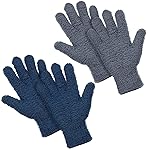 Patelai 2 Pairs Microfiber Gloves for plants Dusting Cleaning Glove Mittens House Cars Blinds Dusting(Gray, Dark Blue, Large)