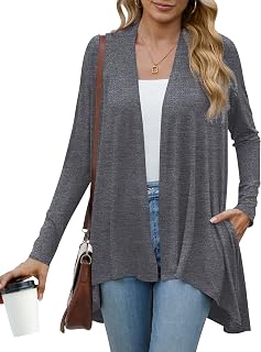 Women's Casual Long Sleeve Open Front Lightweight Drape Cardigans with Pockets Price In India