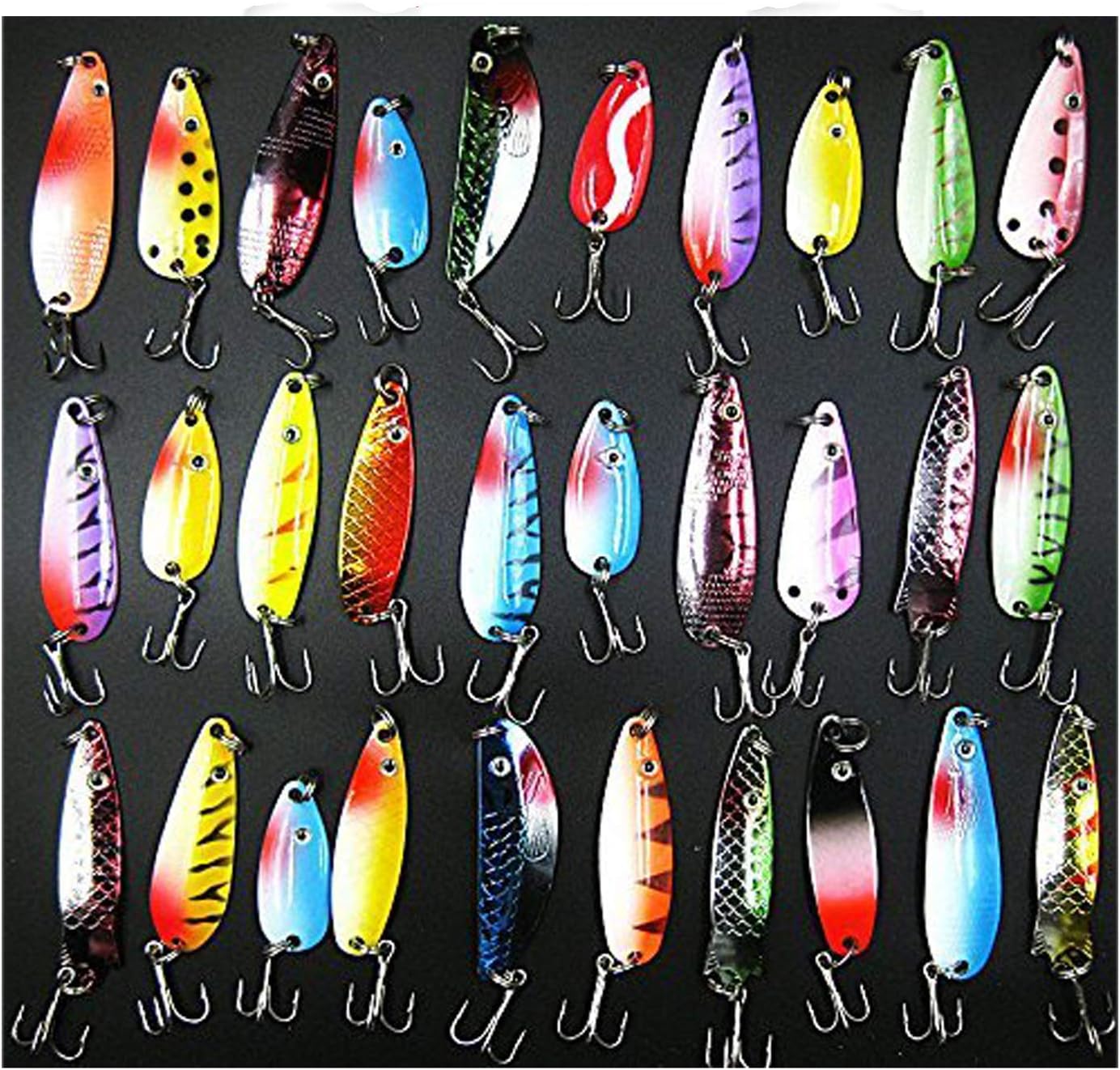 Lot De 30 Leurres De Pêche Spinnerbait Métal - Truite, Bar, Saumon - Couleurs Aléatoires