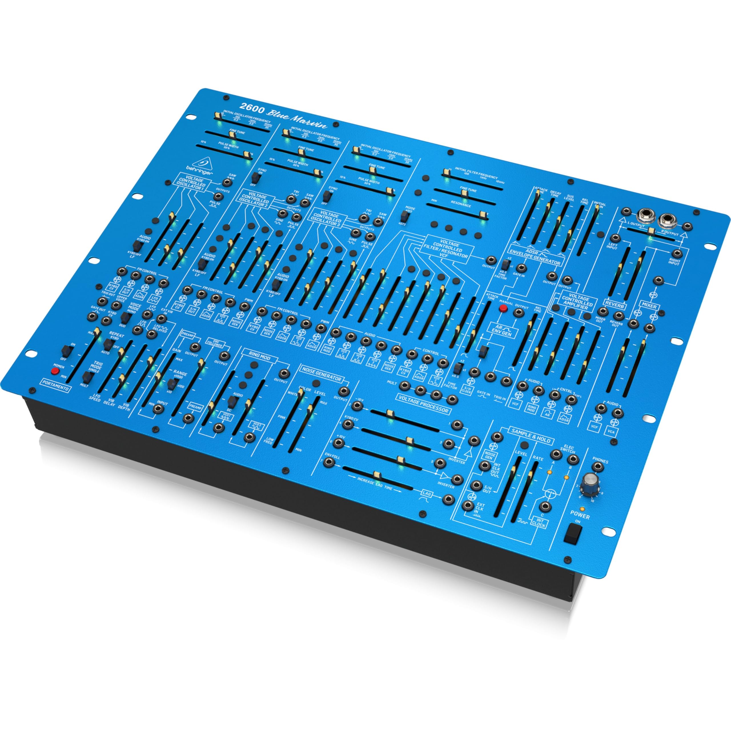 Behringer 2600 BLUE MARVIN Édition Spéciale Synthétiseur Analogique Semi-Modulaire avec 3 VCO et VCF Multi-Mode pour Rack Format 8U