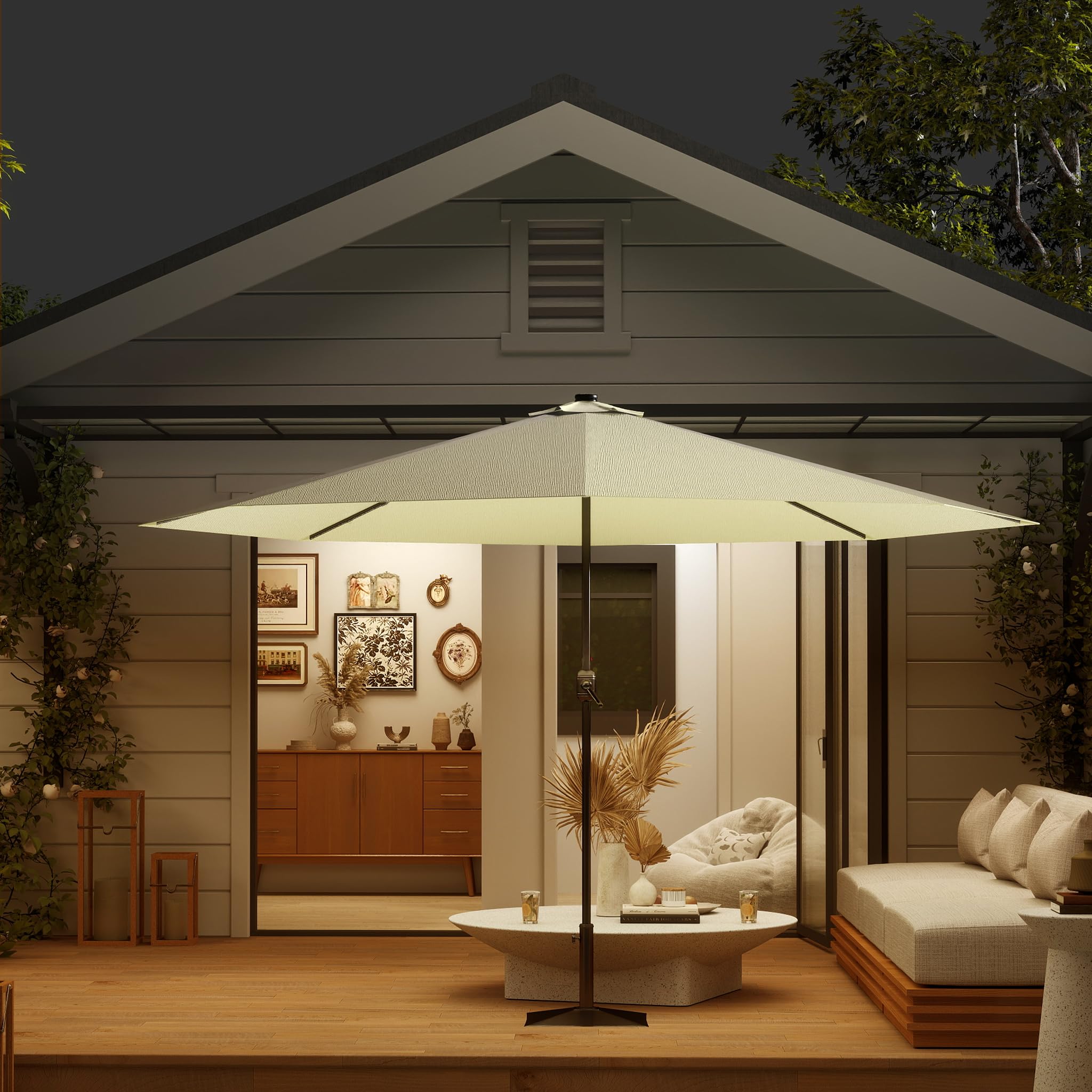 Parasol ogrodowy Ø 350 cm, ochrona przed promieniowaniem UV do UPF 40+, składany parasol tarasowy, bez stojaka, parasol przeciwsłoneczny na balkon