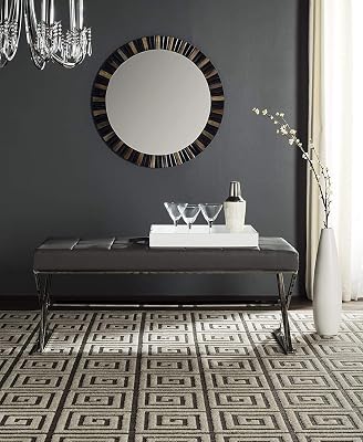 Collection Micha Modern Grey Upholstered Velvet and Seating Metal Bench with Cross Legs (Stainless Steel - Grey Fabric)