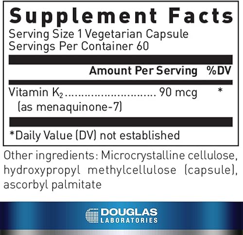 Miniatura 2 de Douglas Laboratories Vitamina K2 - 90 mcg MK-7 - Apoya la formación ósea, el uso de calcio, la salud del corazón y los vasos sanguíneos* - Fórmula