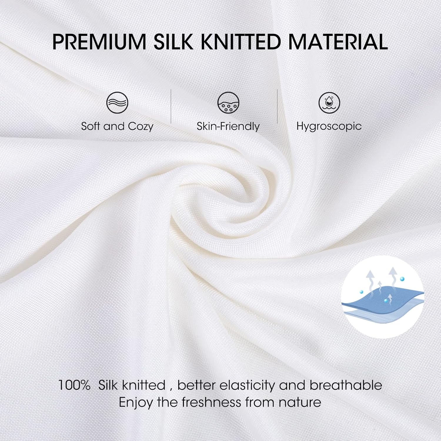 Viamulion Mens Silk Knitted T Shirt 100% Pure Mulberry Silk Sleep T Shirt Soft Cool Performance Crew Neck Casual Undershirt - Image 3