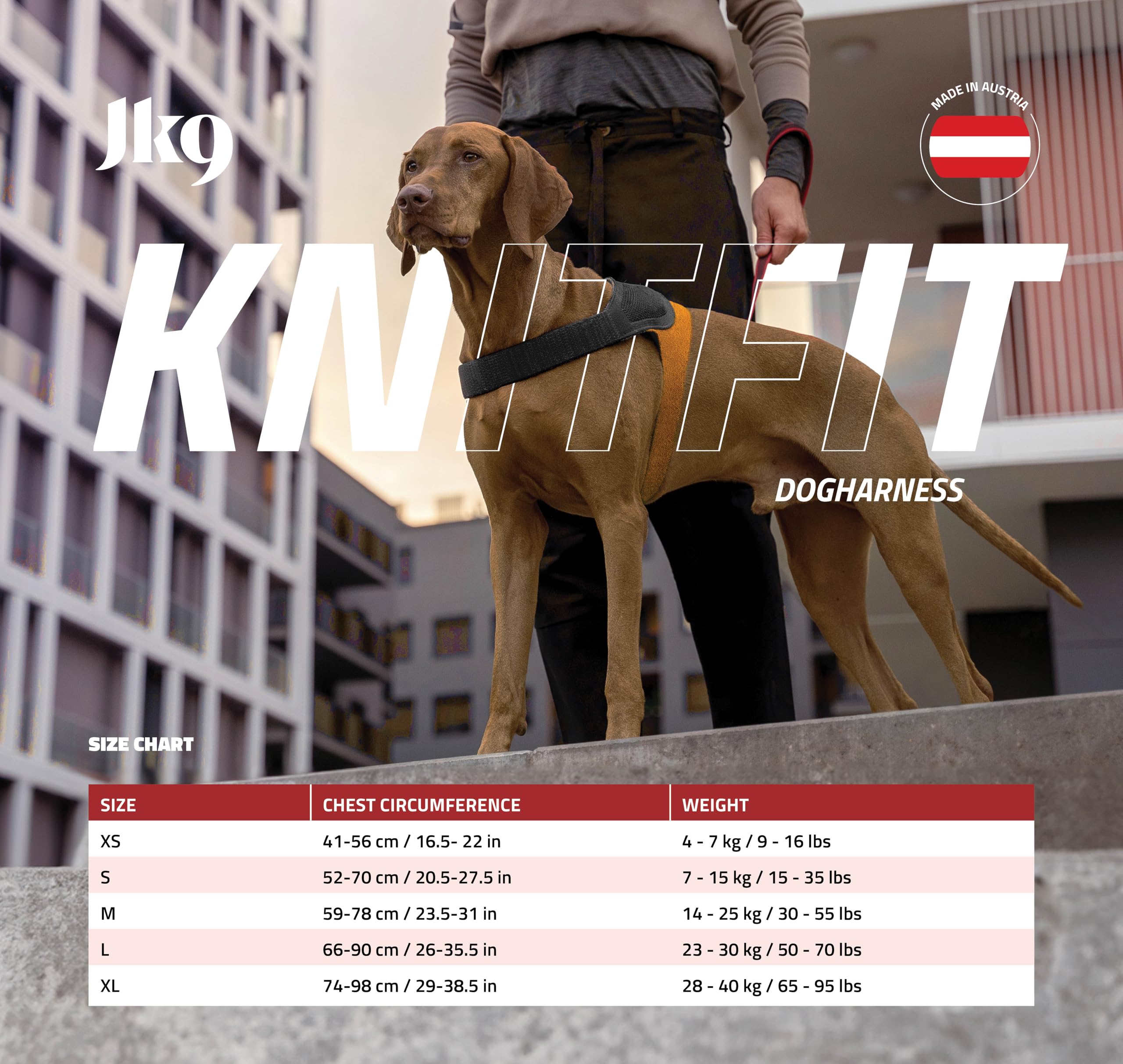 JK9 KnitFit arnés para Perro, Talla: XL Amarillo-Negro