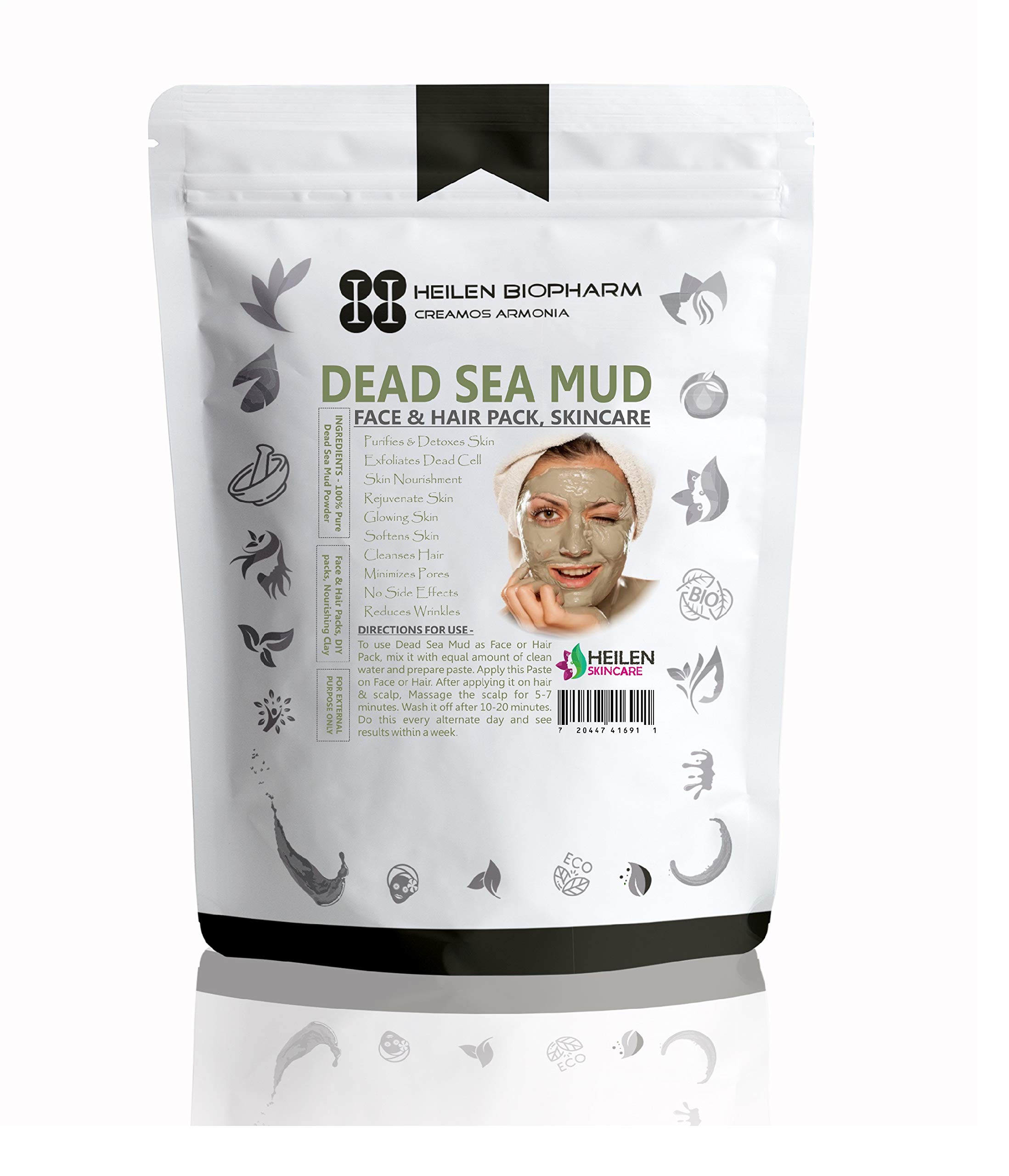 Heilen Biopharm Dead Sea Mud Powder - 100 g pack of 1, Revitalizing, Exfoliating Powder For Healthier Complexion