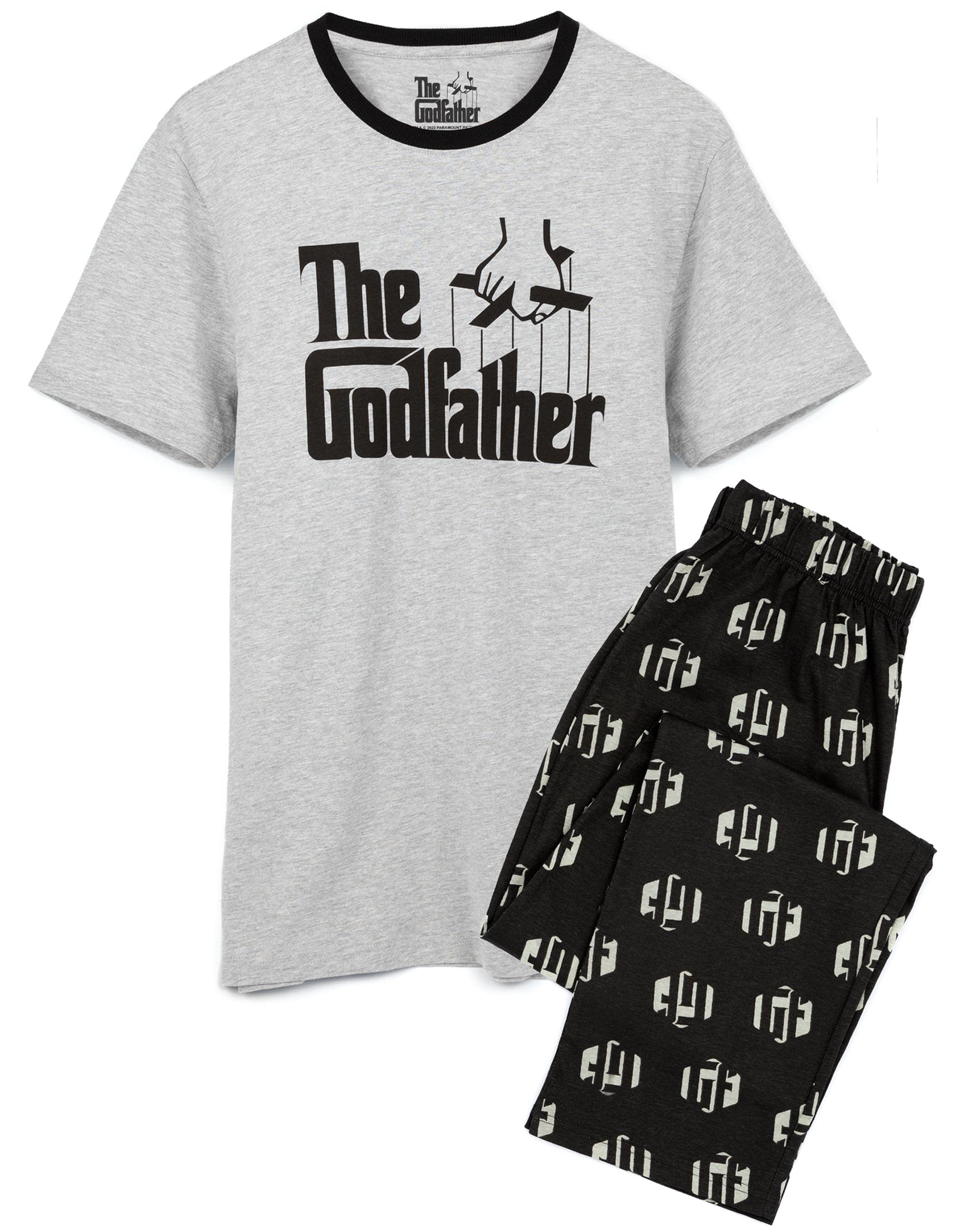 Vanilla Underground The Godfather Mens Black All-Over Print Bottom Short Sleeve Long Leg Pyjama Set (Medium) from B&Q