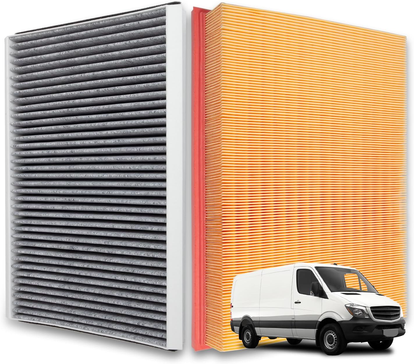 Cabin & Engine Air Filter kit Compatible with Mercedes-Benz Sprinter Van 2500 3500 2007-18, Freightliner Sprinter 2500 3500 2007-18, Dodge Sprinter 2500 3500 2007-09 Replace A9068300318 A0000903751