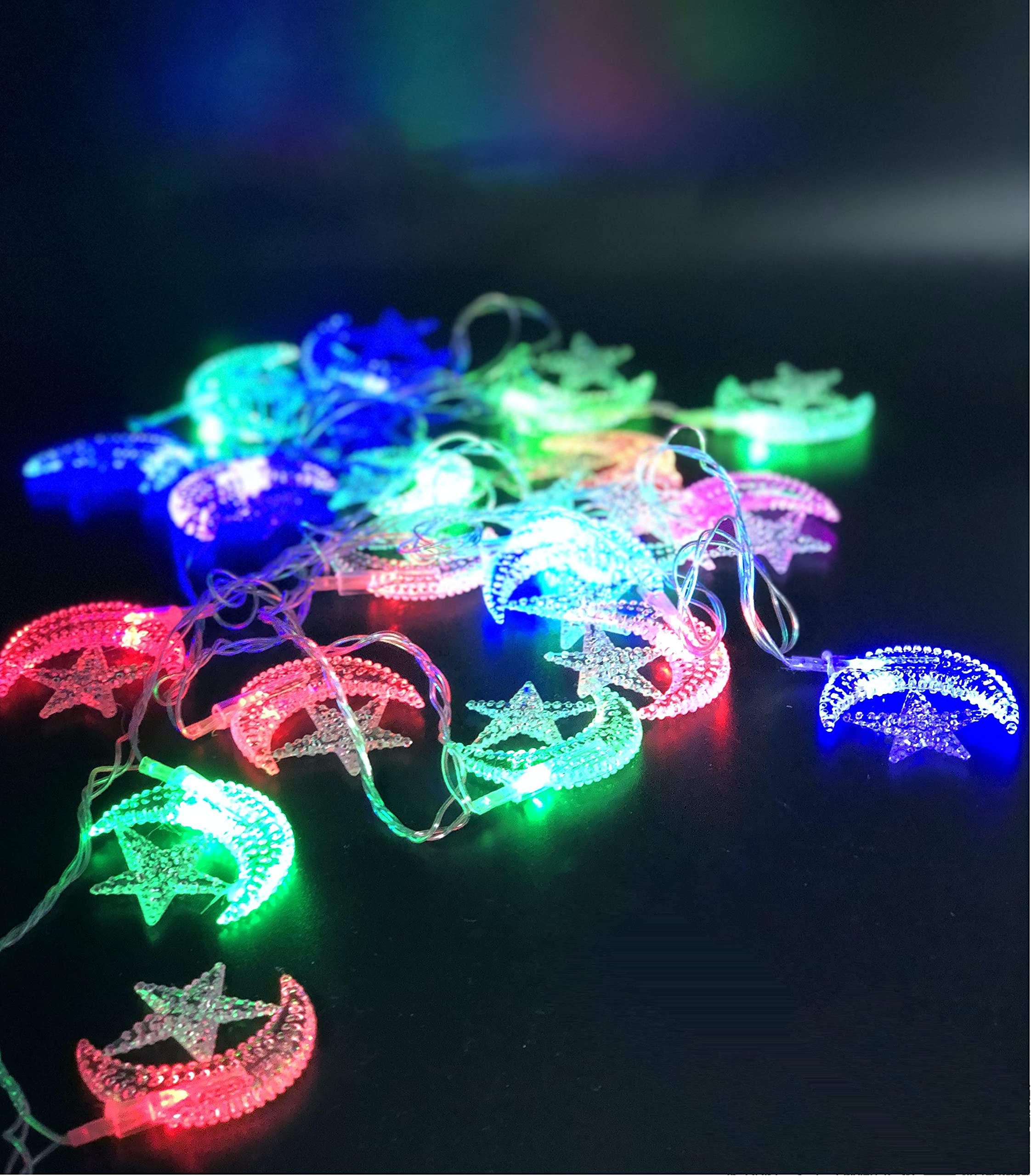 Eid Decor String Lights, Indoor Decoration, LED Lights with Battery Pack Moon Star Lantern (Moon Star_LED)