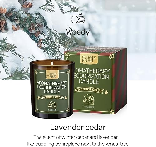 Miniatura 2 de Furry Purr - Velas aromáticas para el hogar, vela eliminadora de olores de mascotas, cedro lavanda, cumpleaños de gatos y perros, velas en tarro de