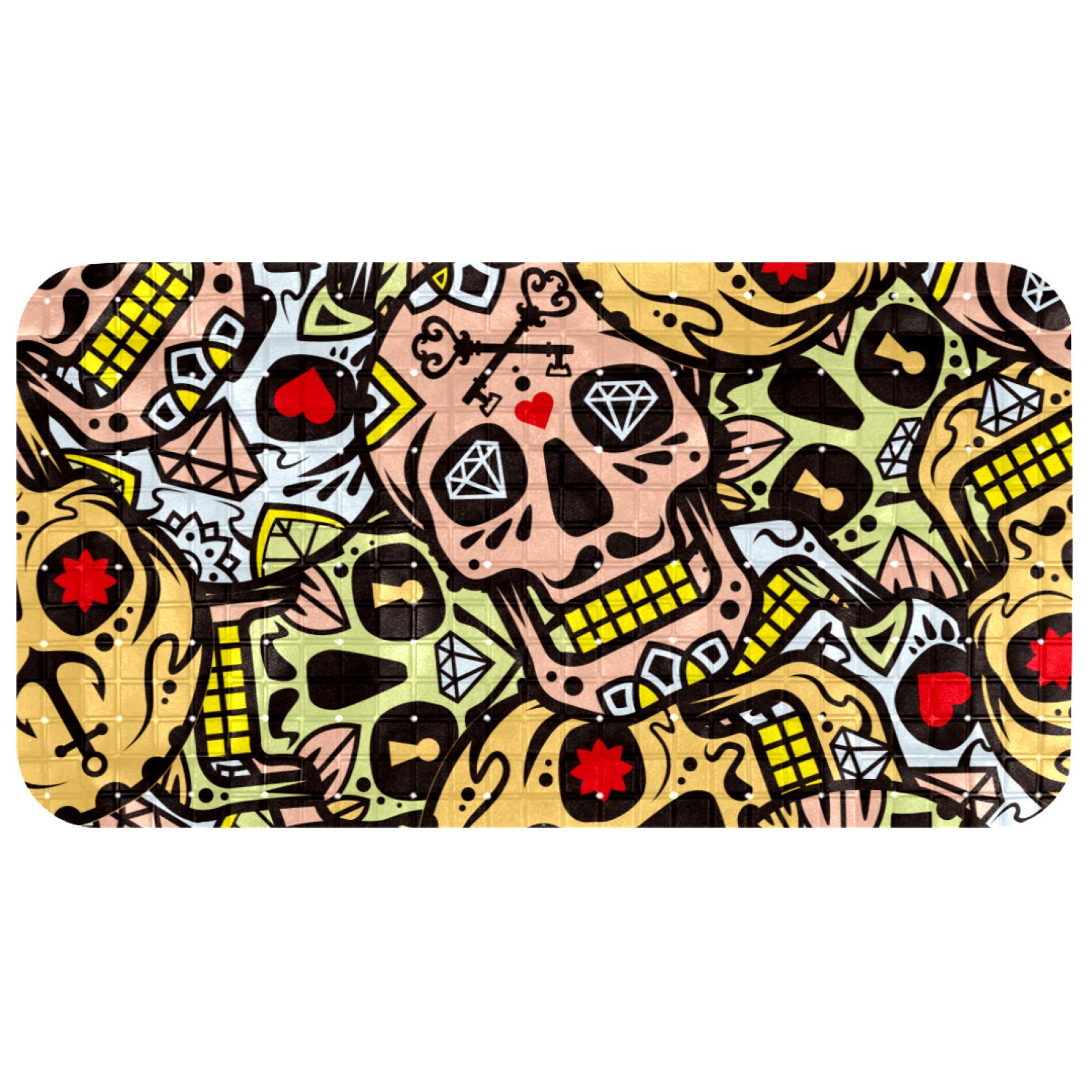 Tapis de bain antidérapant absorbant et sécurisé motif crâne