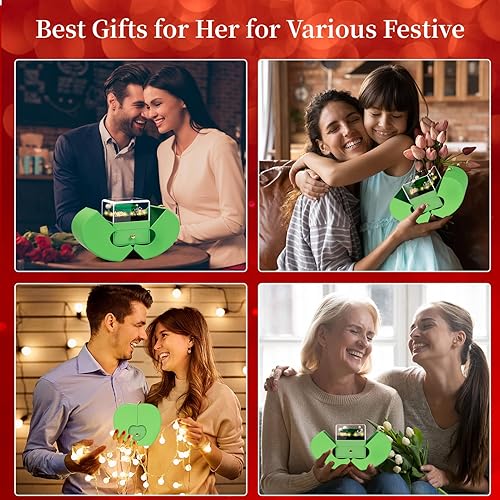 Miniatura 5 de Regalos de cumpleaños de rosas verdes reales preservadas para mujeres, mamá, esposa, novia, abuela con collar "Te amo", rosas eternas para siempre,