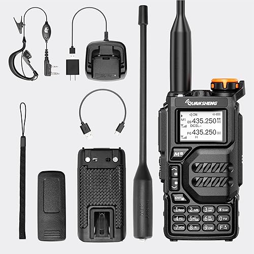 Miniatura 7 de QUANSHENG UV-K5 Walkie Talkie Dual Band 5W Recargable Radio bidireccional NOAA Receptor meteorológico de emergencia con cable de carga tipo C,