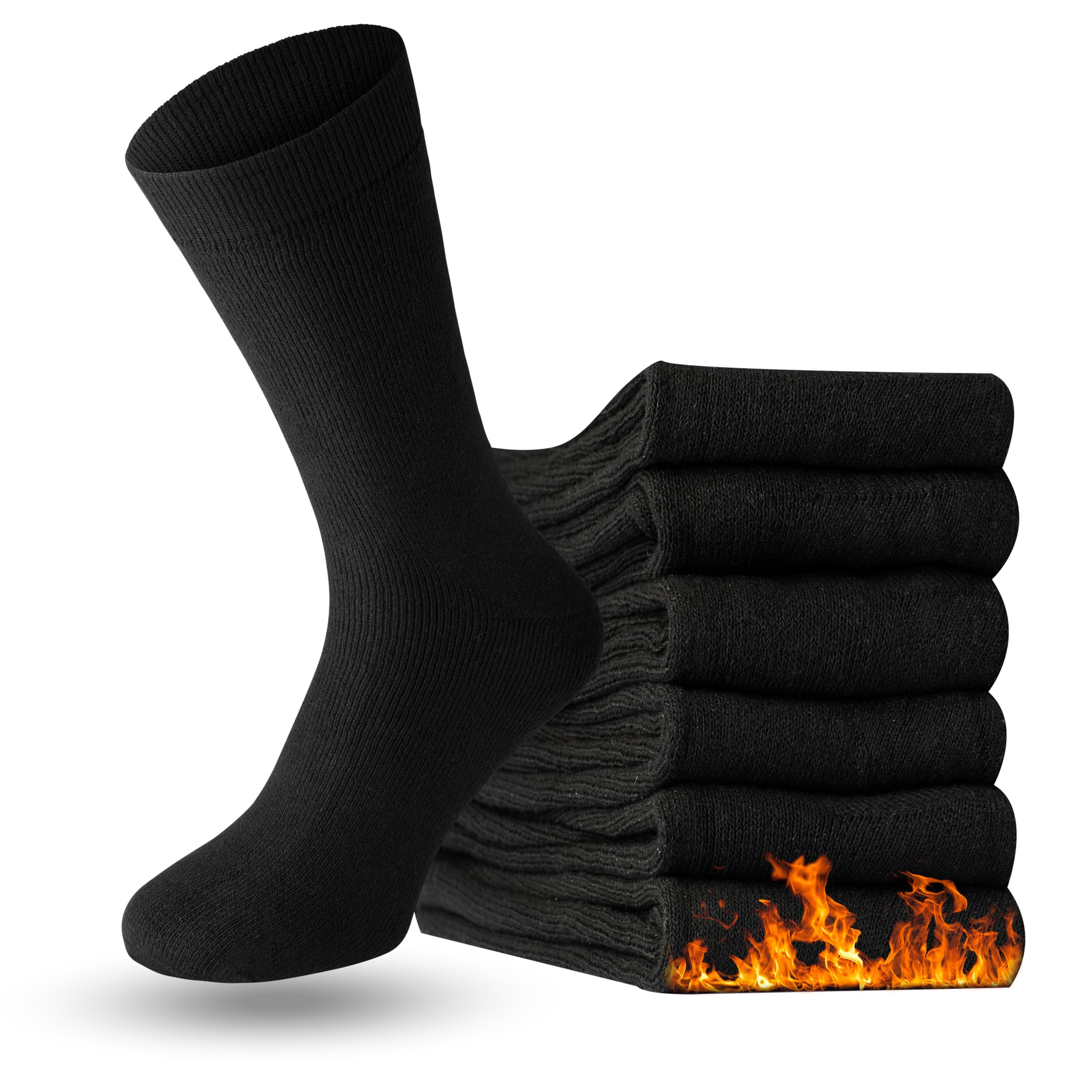 Bonjour Women's Black Six Pairs Cotton Thermal Socks For Ideal Breathable Winter Socks Made From Thermal Yarn (Black)