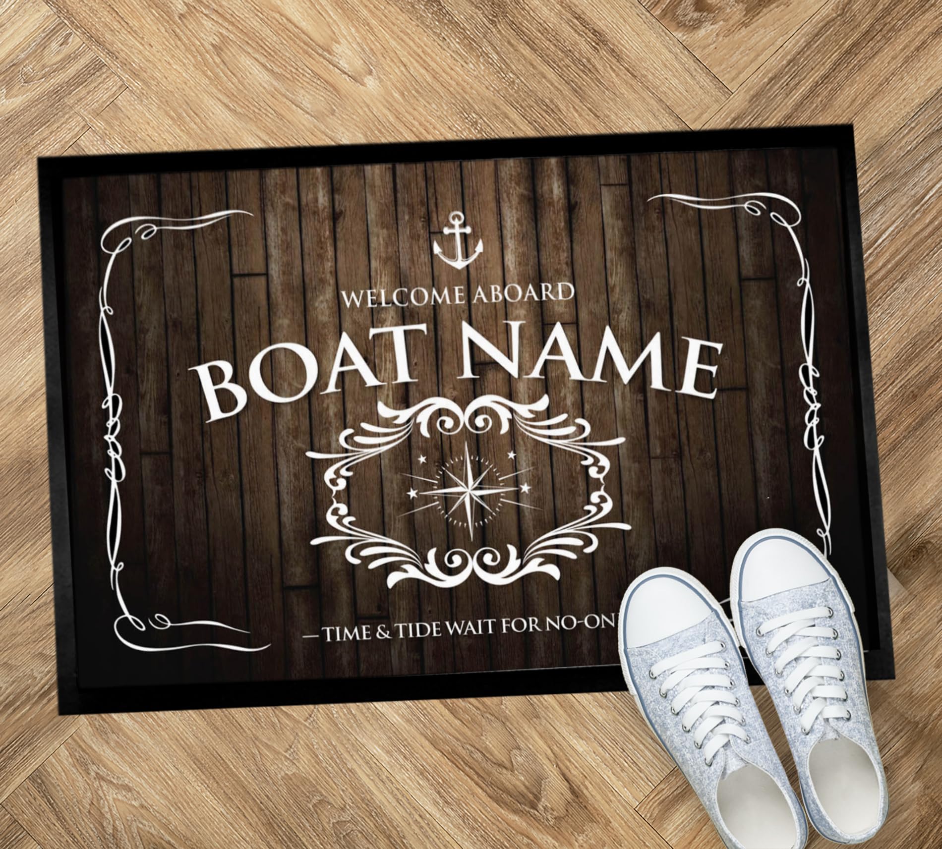 ARTYLICIOUS Tapis de bateau personnalisé – Tapis de sol antidérapant pour bateau à voile, bateau, yacht, accessoires de bateau étroits nautiques 60 x 40 cm marron