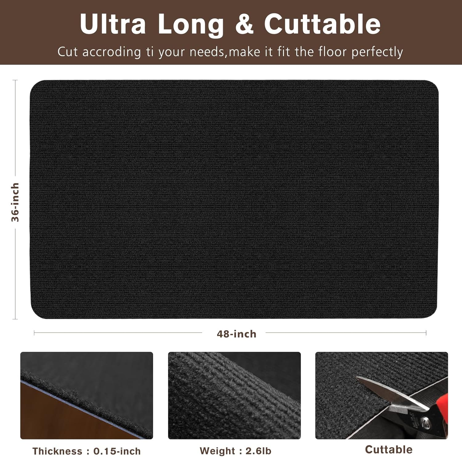 Hardwood Floors,Tile Non-Slip Office Chair Mat,Computer Chair Mat,for Rolling Chair,Large Floor Protector,Easy Clean and Flat Without Curling,Black(47"x36") : Office Products