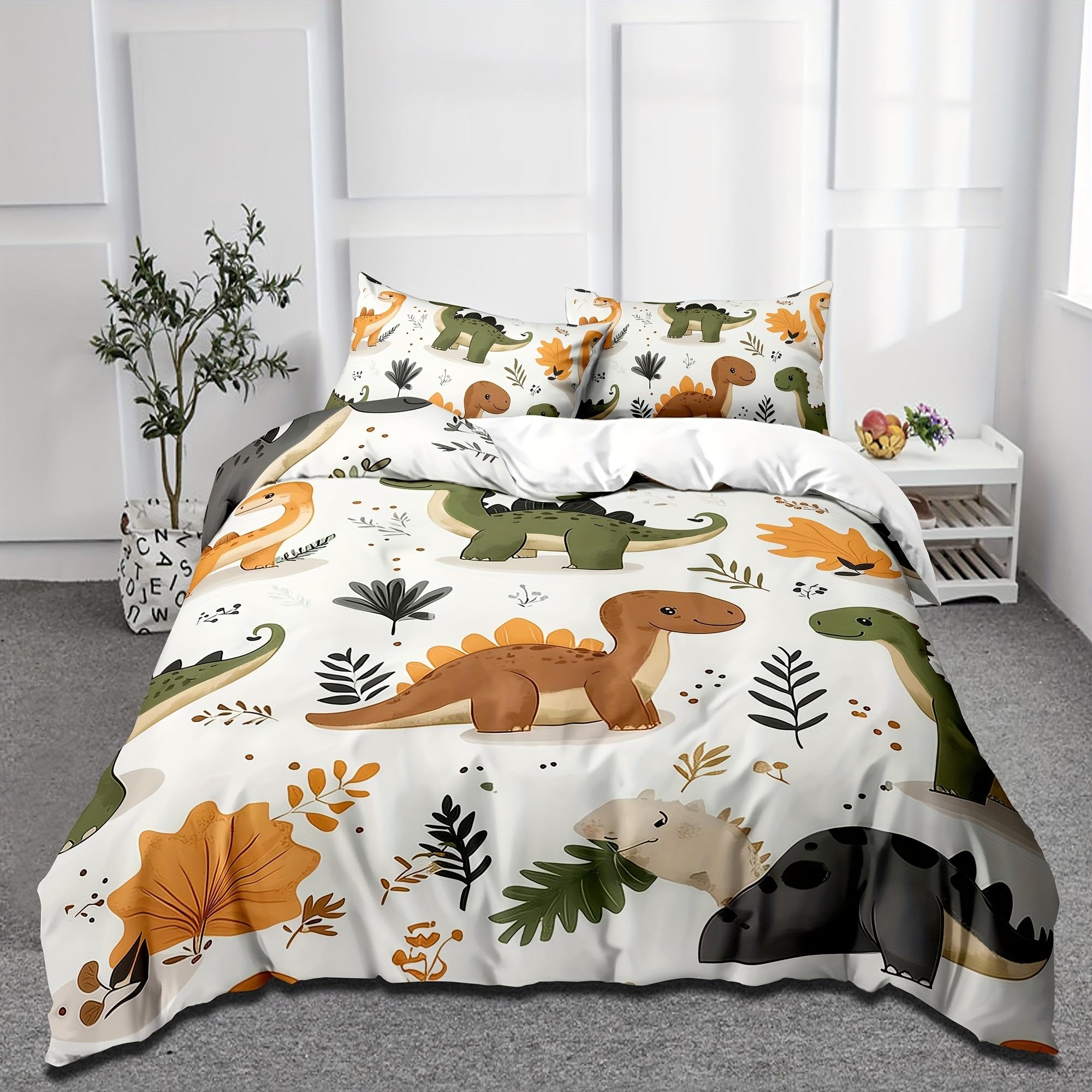 Parure de lit dinosaures durable et ultra douce en microfibre premium toutes saisons