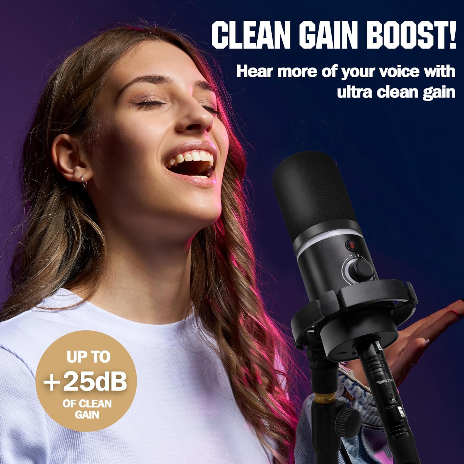 Microphone Preamp Audio Booster, Professional Mic Booster Activator Preamplifier Compatible with Dynamic and Passive Ribbon Microphones