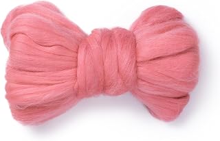 Kondoos Natural Wool roving, 2 OZ. Best Wool for Needle Felting and Wet Felting, handcrafts and DIY Spinning Projects, Wool Felting Supplies. Dyed Colors. (Wild Watermelon, 2 oz)