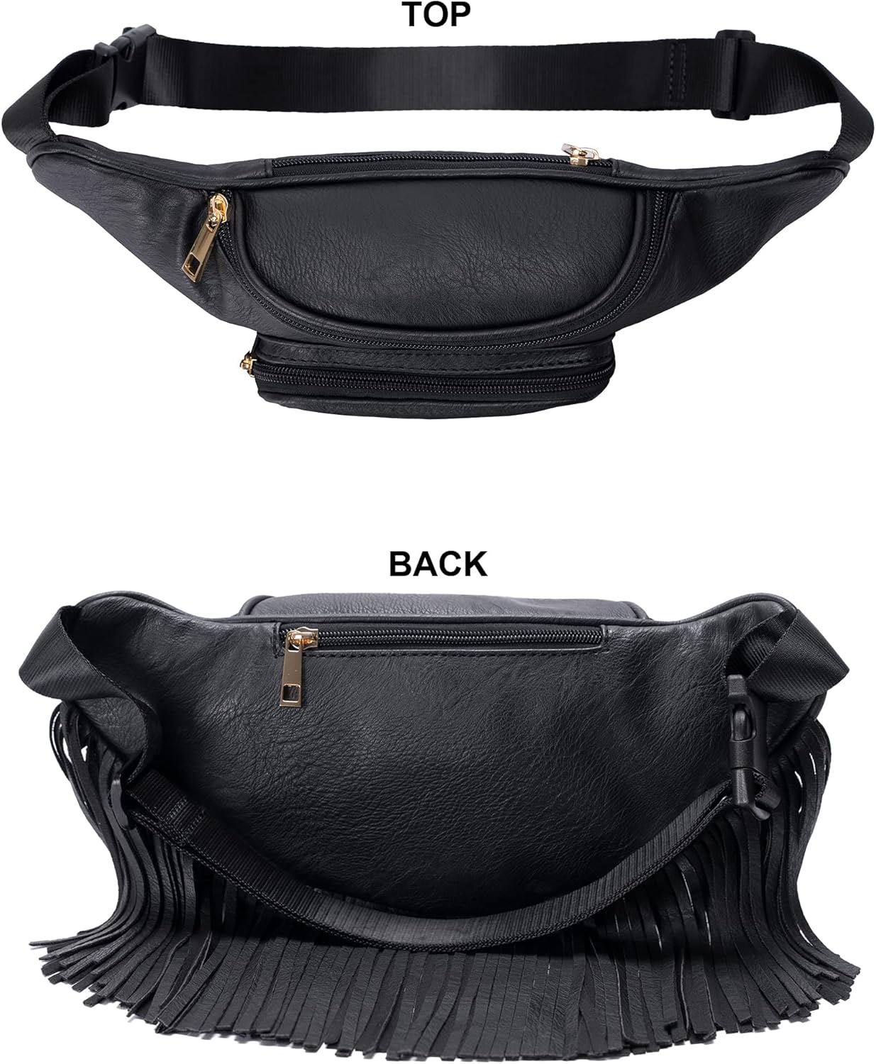 Solene Fringe Waist bag for women with Multi Zipper Pockets - Image 4