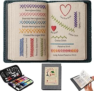 BEBIR New DIY Embroidery Stitch Book Kit,Gift for Craft Lovers,Includes Illustrated Guide to 106