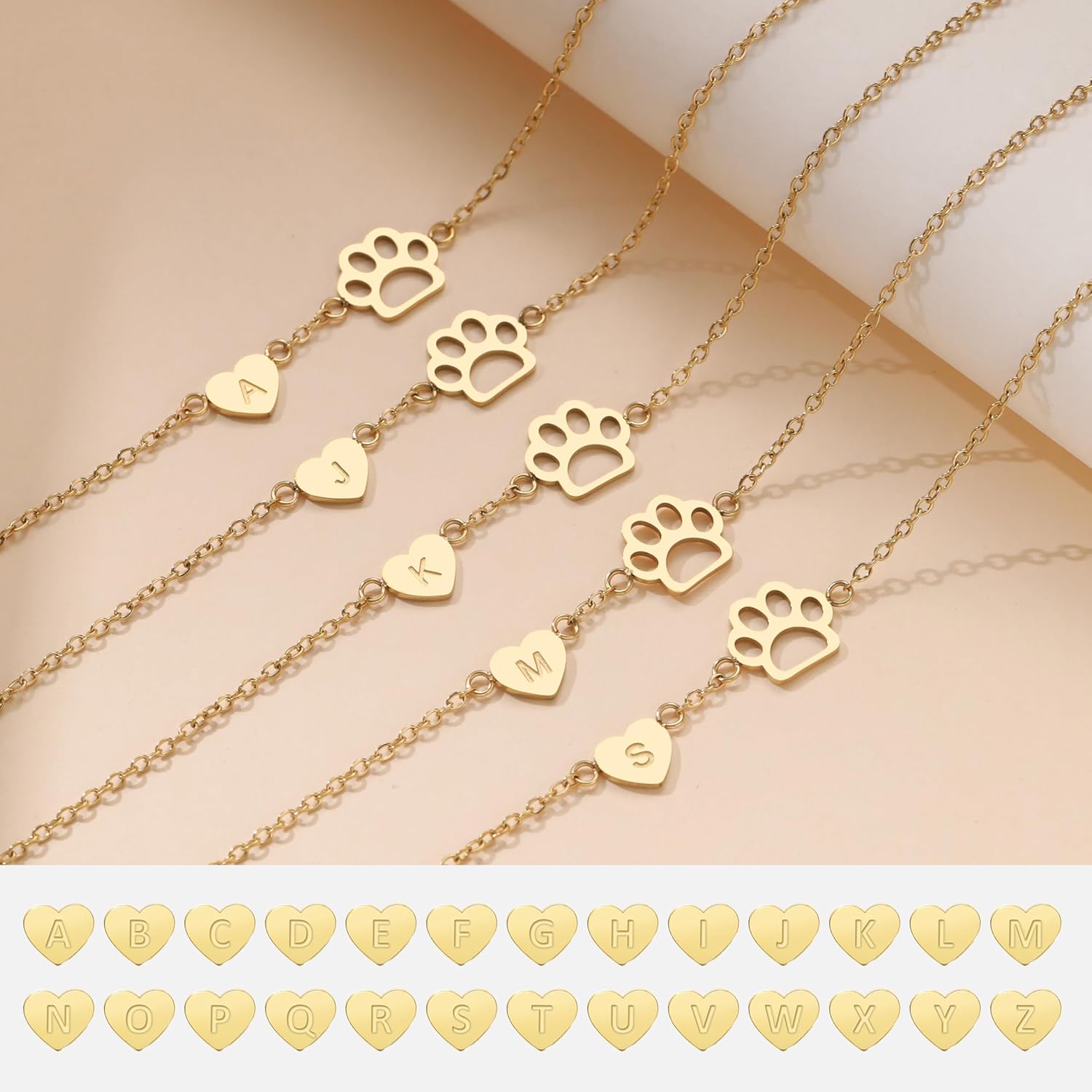 Dog Mom Gifts for Dog Lover Initial Bracelet for Women with Heart Adjustable Pet Paw Gold Bracelets for Women Non Tarnish Memorial Gift for Pet Lover Birthday Jewelry - Image 6