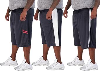 Real Essentials Men's Big & Tall 3-Pack Performance Shorts | Dry Fit Mesh Athletic Shorts 3X-5X (Dry Fit-Set C)