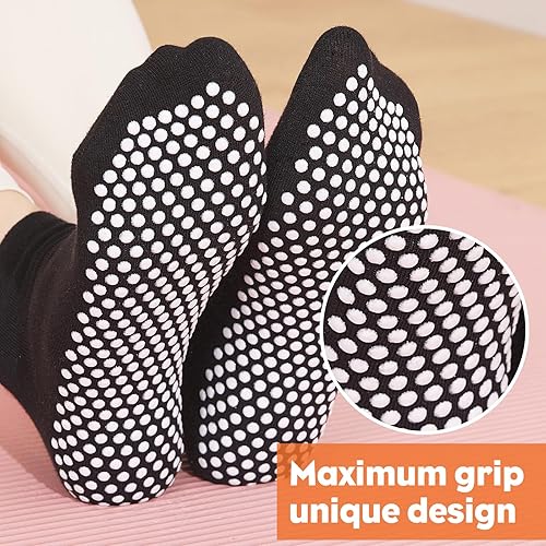Miniatura 2 de 12 pares de calcetines de agarre de pilato para mujer, calcetines de yoga antideslizantes con agarres, calcetines de hospital, calcetines de tobillo