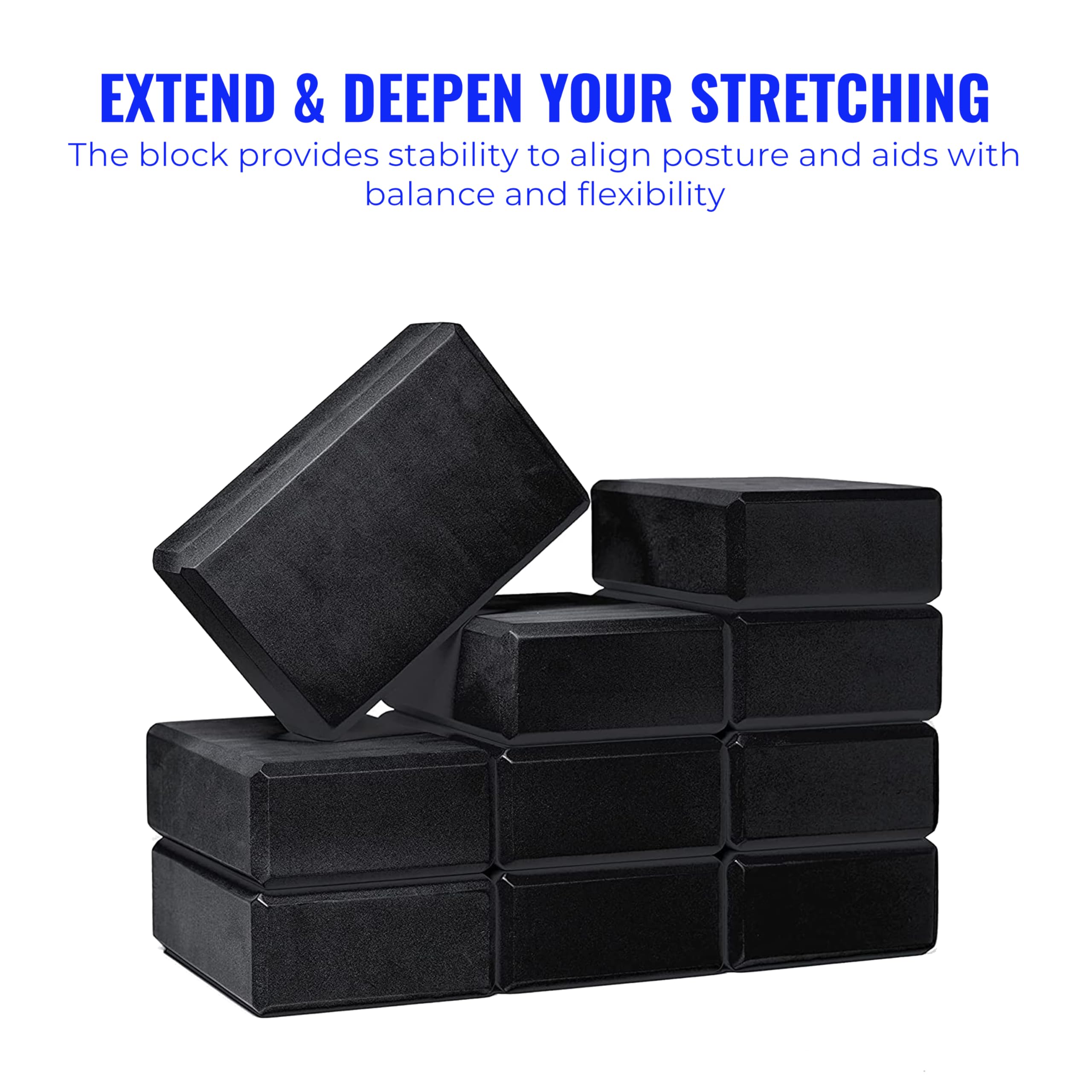 Blocco da yoga da 7,6 cm, confezione da 10 blocchi per yoga in schiuma EVA, mattoni solidi e di supporto, schiuma per equilibrio, per stretching, pilates e allenamento, 7,6 x 15,2 x 22,9 cm