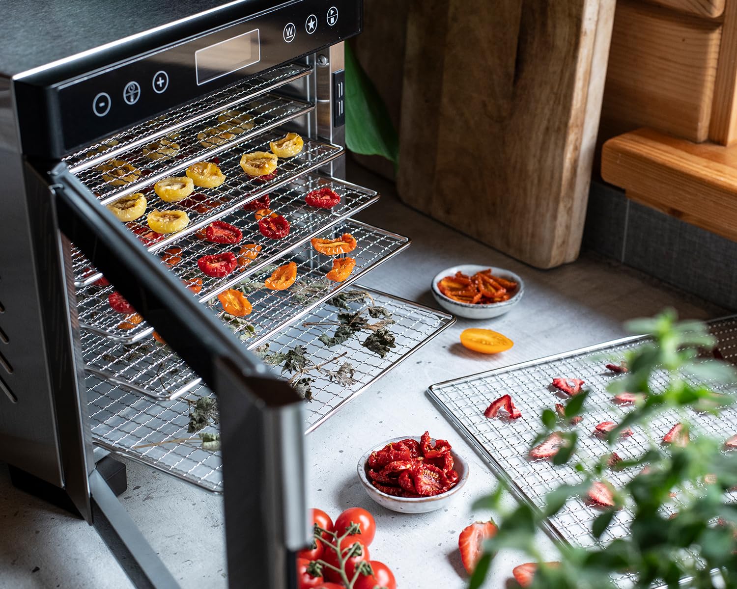 ROMMELSBACHER Essiccatore DA 650, superficie di essiccazione 0,5 m², con 7 vassoi in acciaio inox, 1 griglia di essiccazione, 1 disidratazione, display LCD, timer da 99 ore, temperatura regolabile (35