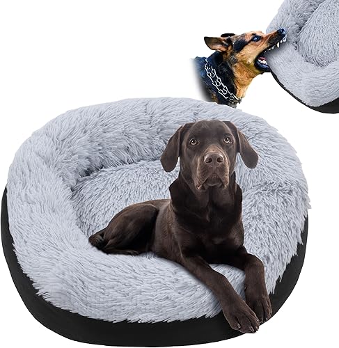 HOMBYS Cama indestructible para perros, a prueba de mordidas para masticadores agresivos con superficie de piel sintética, cama ortopédica y