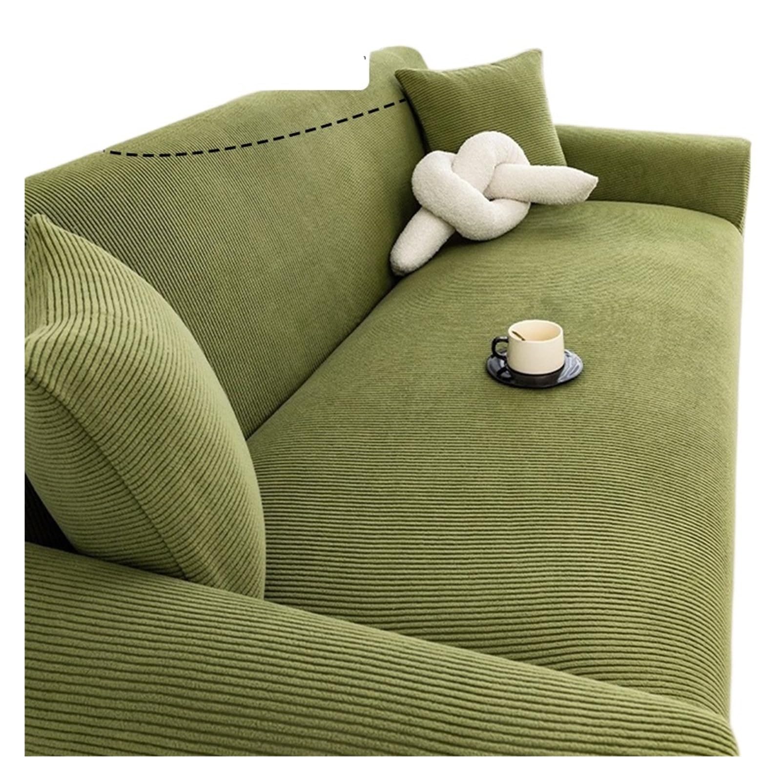 Housse canapé d'angle extensible réglable vert 4 places pour rénover votre salon